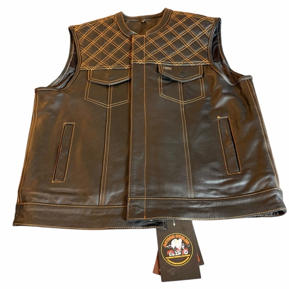 NWT 2XL HARLEY DAVIDSON COLORS BLACK AND ORANGE MENS VEST - Picture 4 of 9